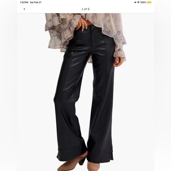 NWT Free People Glow Up Faux Leather Pants - Picture 5 of 6